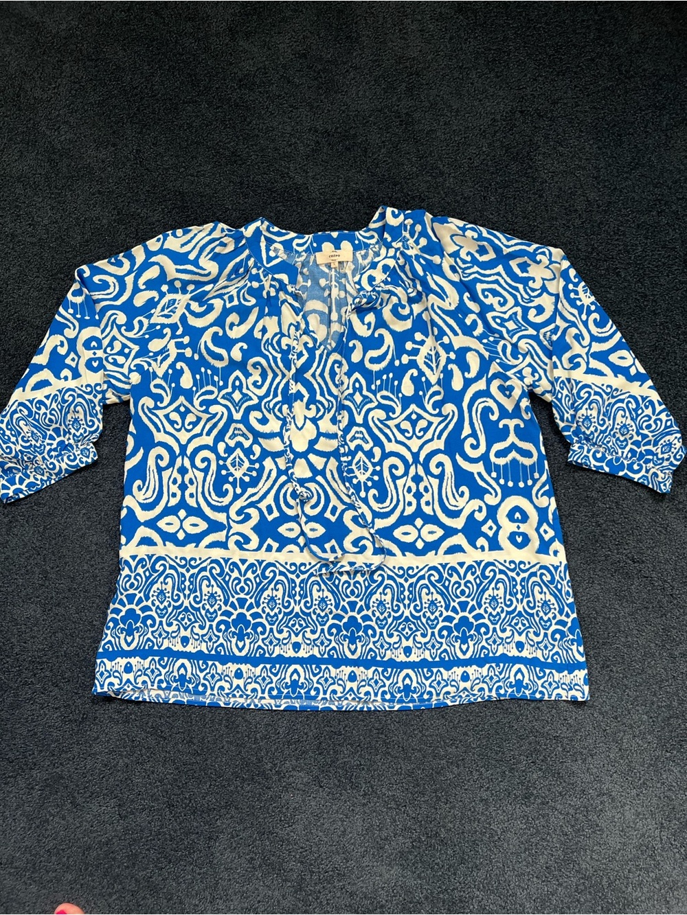 entro Blue and White Printed Tunic Top